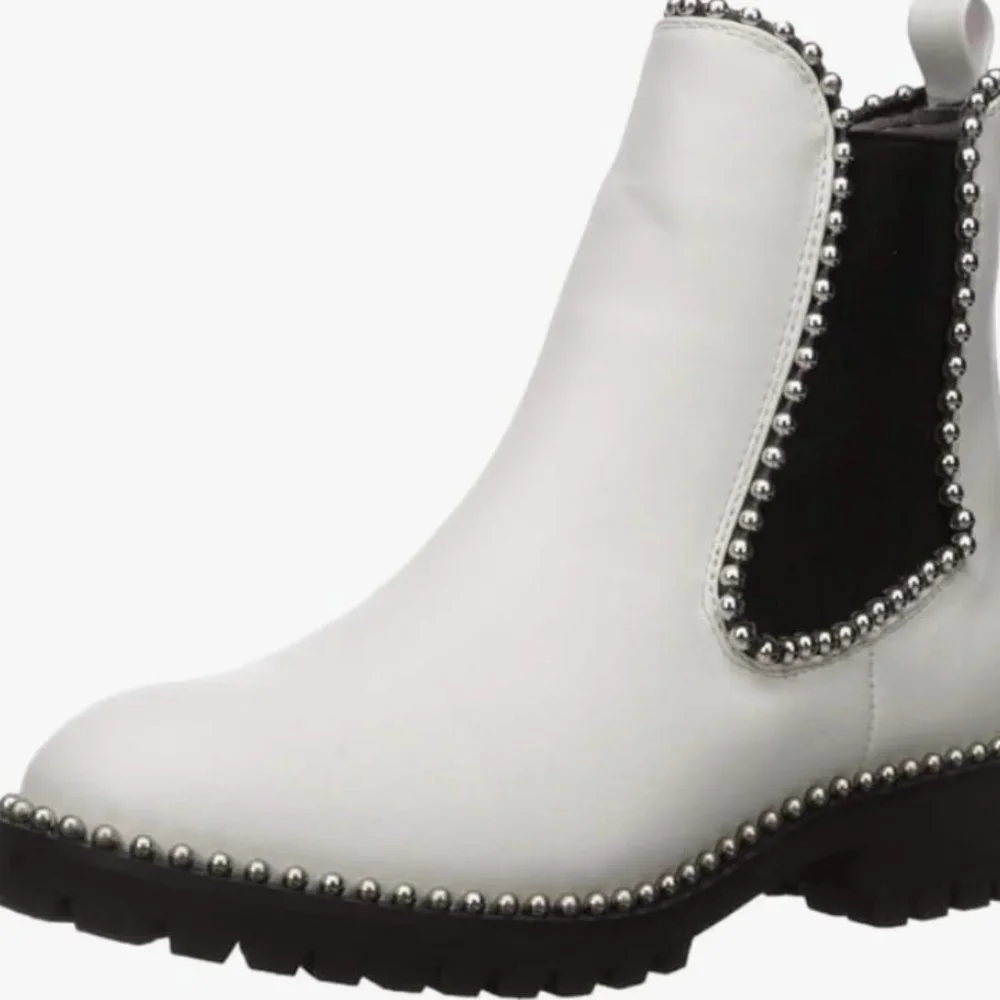Seven Dials Shelley White Studded Chelsea Boots Size 9